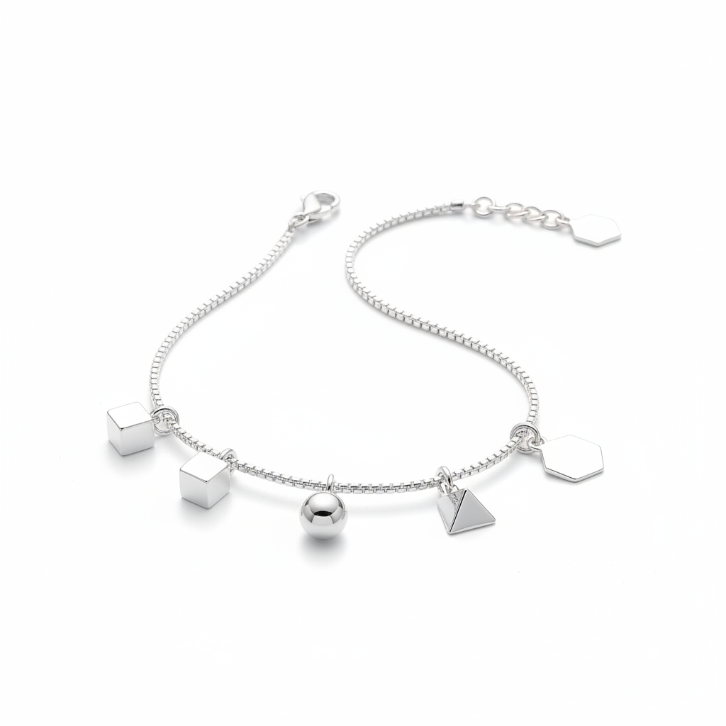 Bracelet charms géométriques en argent
