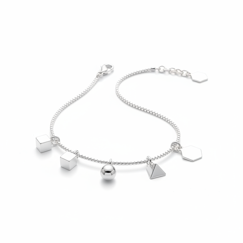 Bracelet charms géométriques en argent